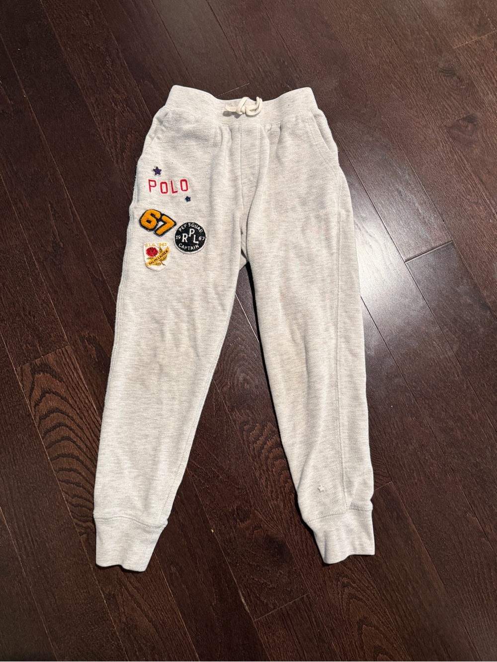 Polo by Ralph Lauren Light Gray Kids Joggers with Patch Details